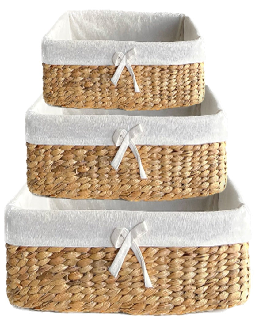 LB_001 Water Hyacinth Set of 3 baskets(Made to order)