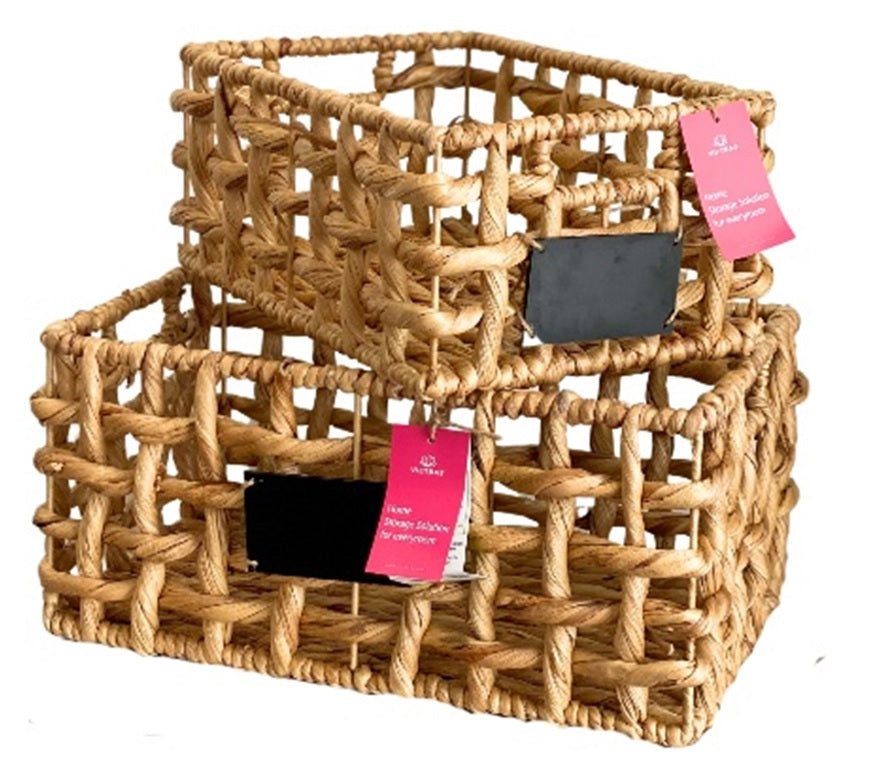 LBK_003 Water Hyacinth Set of 2 baskets (Made to order)