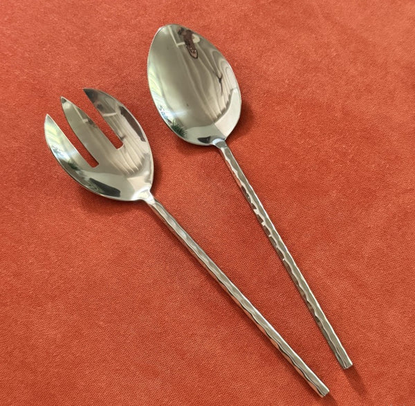 Premium Hammered Stainless Steel SALAD SERVER SET (MADE TO ORDER 20 SETS=1 CTN.)