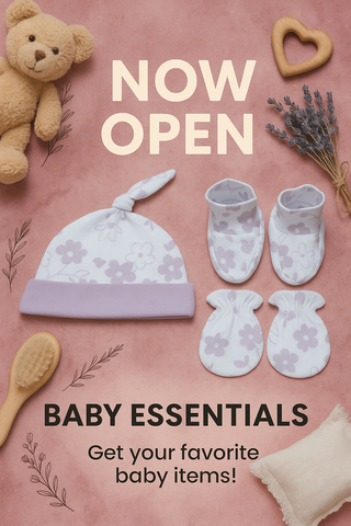 GIRL PURPLE FLOWER Collection CAP+MITTENS+BOOTIES GIRL-9CBM1