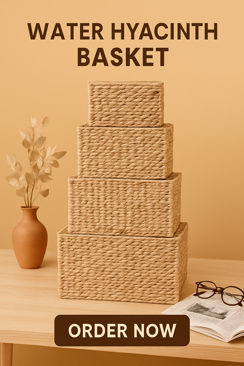 LBK_007 Water Hyacinth basket ( Made to order)