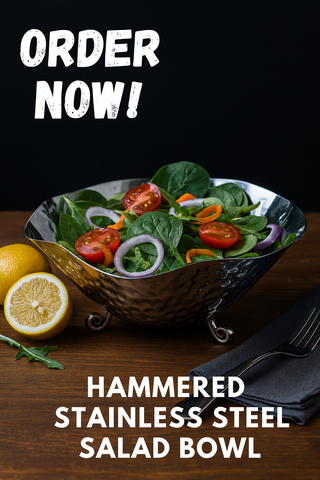 Premium Hammered Stainless Steel  SALAD BOWL (MADE TO ORDER 7 pcs = 1 ctn.)