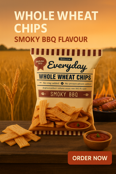 Whole Wheat Chips Smoky BBQ (70g)  no preservatives added , no MSG added , 0 g transfat
