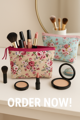 VBE-1813L(F) Large Flowery cosmetic bag (Made to order)