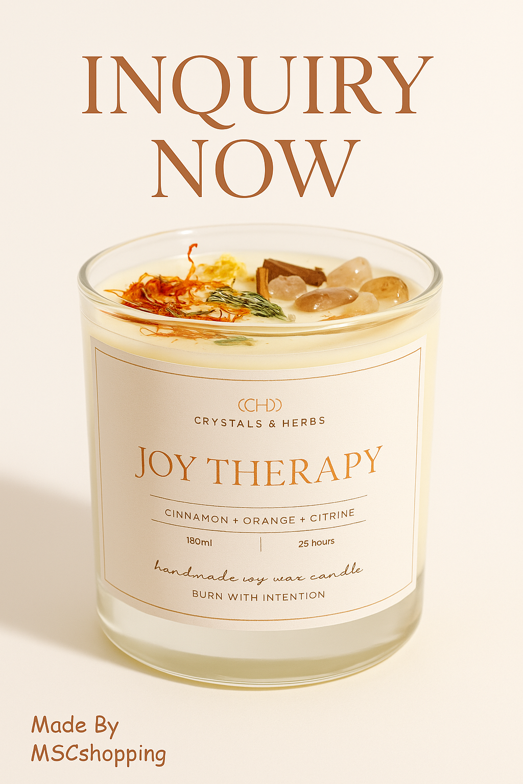 JOY THERAPY CANDLES SOY WAX  (MADE TO ORDER = 50 PCS)