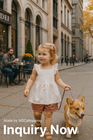 Girls DRESS with woven lace + Short pant woven seersucker (BOW-01, BOW-02)