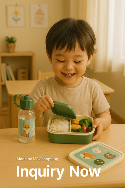 S2-443Q - WL Wood Land Set of Lunch Box  (443 + 0417)Multi-lunch Box 870 ml.RD PET Water 480 ml Bottle