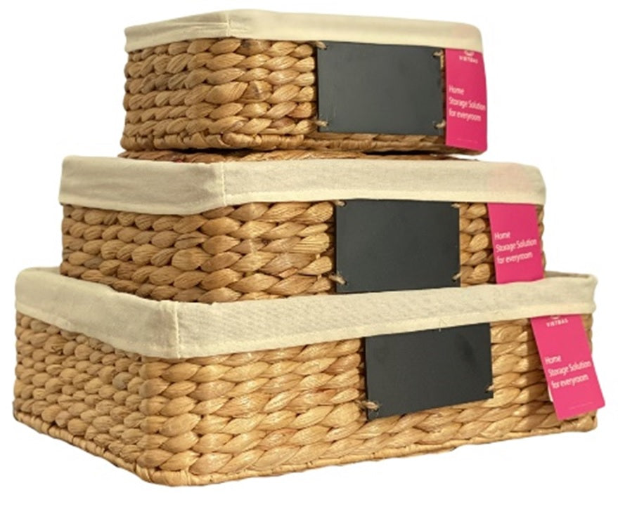 LBK_008 Water Hyacinth Set of 3 basket ( Made to order)