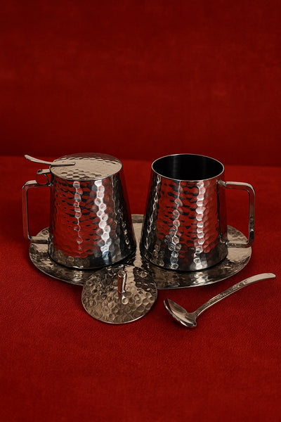 Premium Hammered Stainless Steel Milk & Sugar Set (MADE TO ORDER 50 pcs. = 1 ctn. )