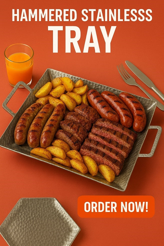 Premium Hammered Stainless Steel TRAY (MADE TO ORDER 10 pcs. = 1 ctn. )