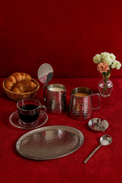 Premium Hammered Stainless Steel Milk & Sugar Set (MADE TO ORDER 50 pcs. = 1 ctn. )