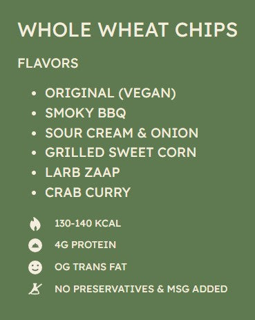 Whole Wheat Chips Original (70g)  no preservatives added , no MSG added , 0 g transfat