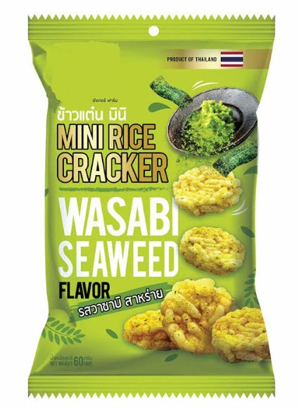 MINI RICE CRACKER WASABI SEAWEED FLAVOR 60G.