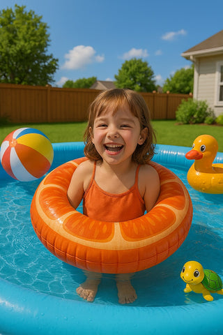 SR36-29980 36-inch INFLATABLE orange glitter Swiming ring (NEW)