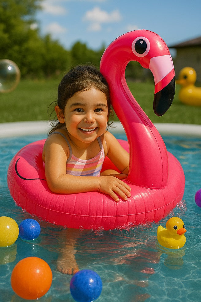 0130 36-inch INFLATABLE  flamingo swiming ring, red  (87cmX26cmX194cm)