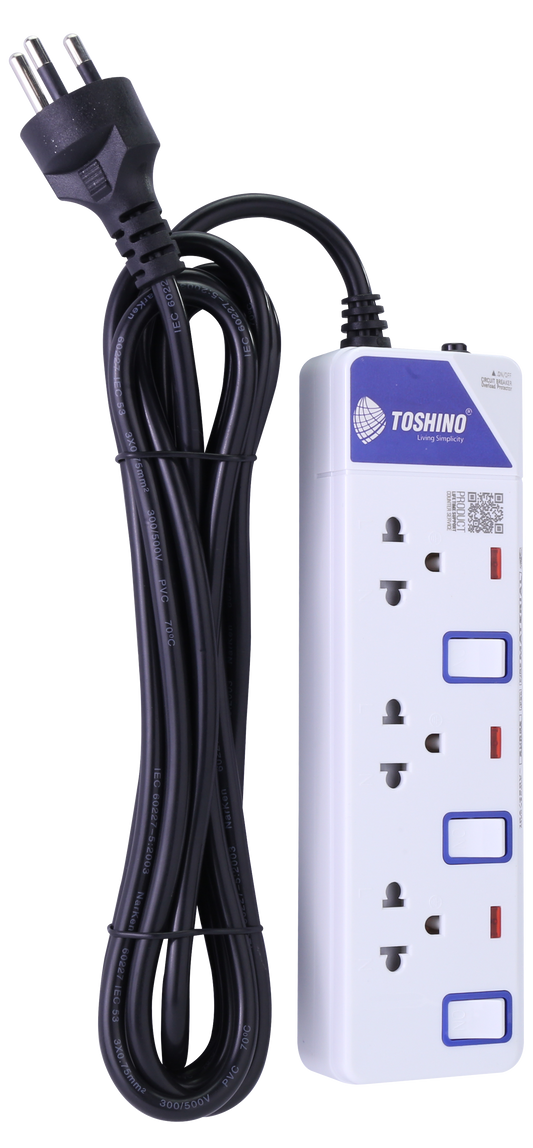 TOSHINO POWER STRIP 3SOCKETS 3SWITCH 3M.ET-913