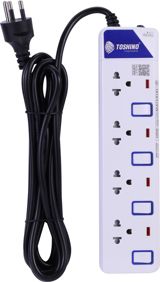 TOSHINO POWER STRIP 4SOCKETS 4SWITCH 5M.ET-9145M 24PCS./PACK