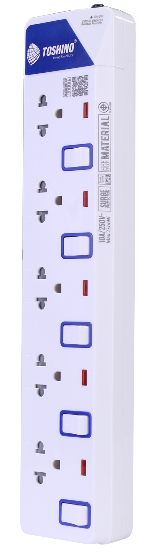 TOSHINO POWER STRIP 5SOCKETS 5SWITCH 3M.ET-915