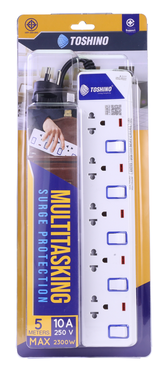 TOSHINO POWER STRIP 6SOCKETS 6SWITCH 5M.ET-9165M