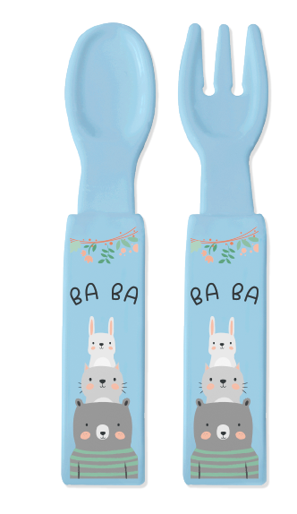 MSCshoping N173 CUTLERY SET WITH BA BA BEAR DESIGN (Made to order)